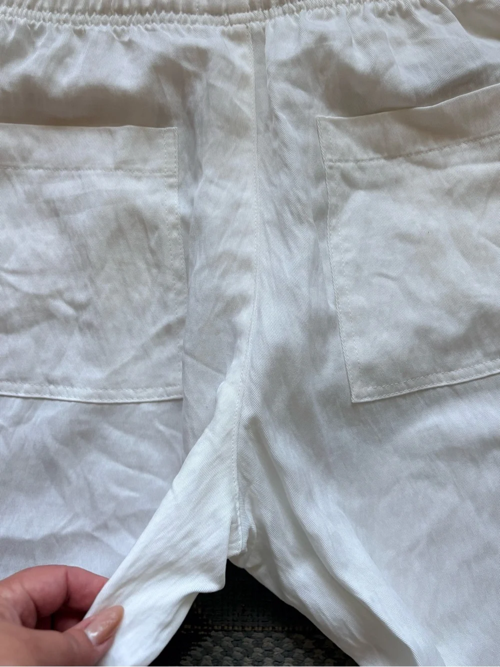 ZARA White Linen Blend Wide Leg Drawstring Summer Pants Size L
